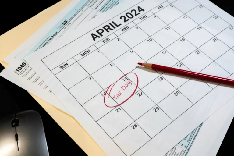April calendar with date circled 