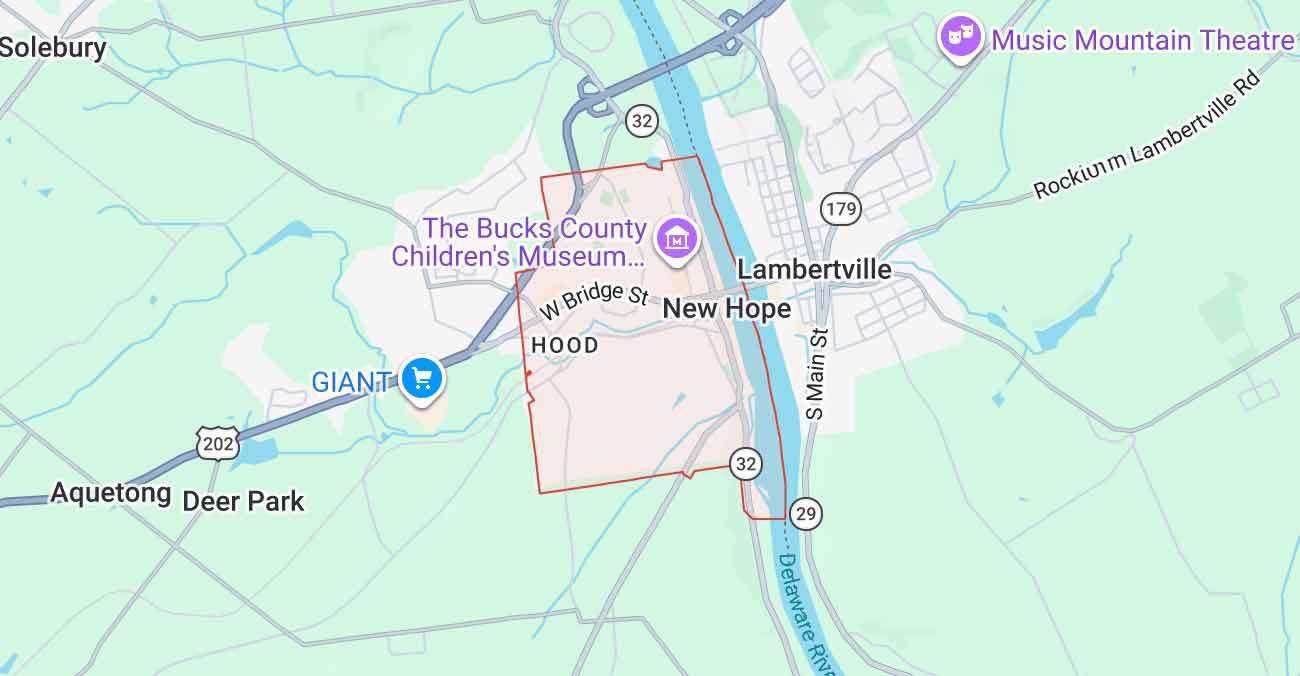 map of New Hope Pennsylvania