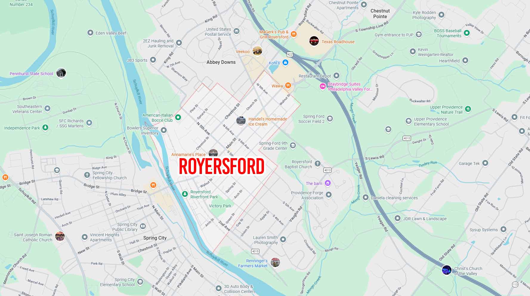 Map of Royersford Pennsylvania