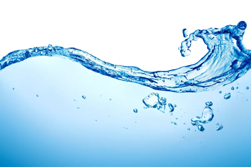 splash of clear water against white background