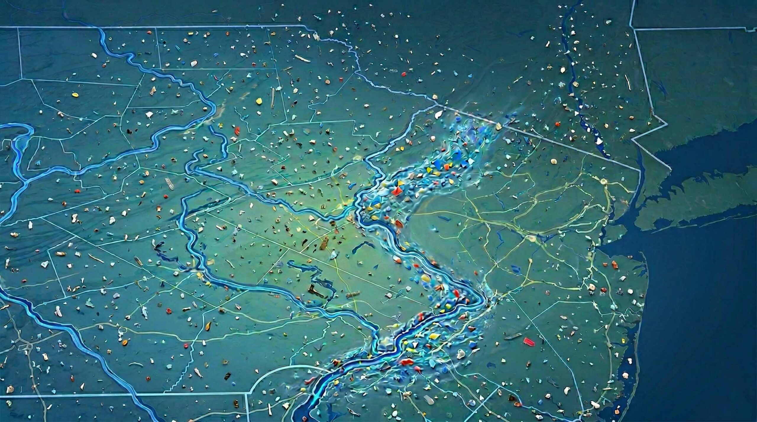 Map of Eastern PA featuring microplastics